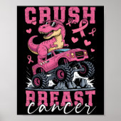 Dinosaur Monster Truck Roze Ribbon Crush Borst Ca Poster (Voorkant)