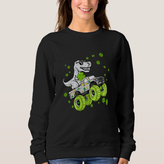 Dinosaur Monster Truck St Patrick's Day Boys Men Trui (Voorkant)
