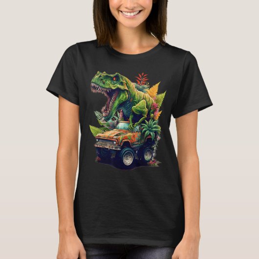 Dinosaur Monster Truck, T-Rex Rijdende Auto, Graph T-shirt (Voorkant)