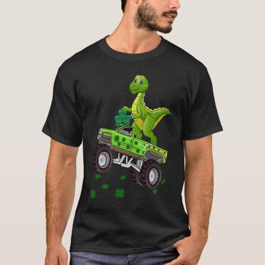 Dinosaur Monster Truck Trex St Patricks Day Boys G T-shirt (Voorkant)