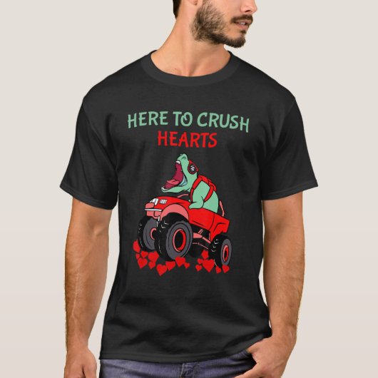 Dinosaur Monster Truck Valentijn hier naar Cru T-shirt (Voorkant)