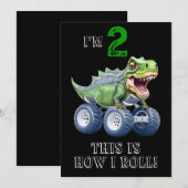 Dinosaur monstervrachtwagen gepersonaliseerde verj kaart (Voorkant / Achterkant)