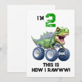 Dinosaur monstervrachtwagen gepersonaliseerde verj kaart (Voorkant / Achterkant)