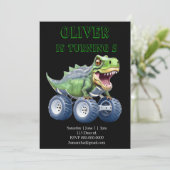Dinosaur monstervrachtwagen gepersonaliseerde verj kaart (Staand voorkant)