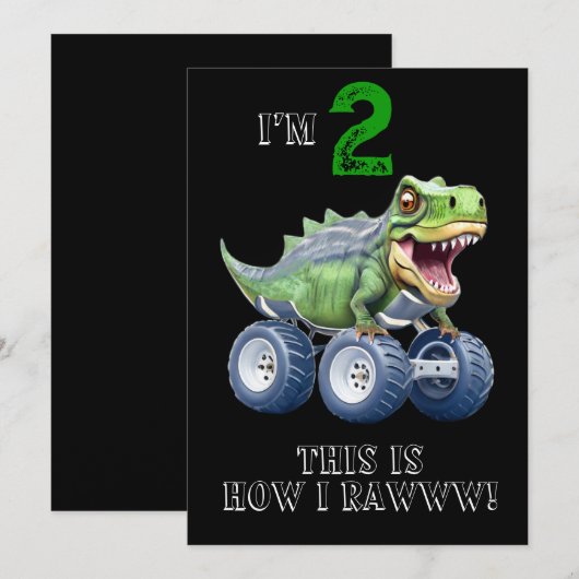 Dinosaur monstervrachtwagen gepersonaliseerde verj kaart (Voorkant / Achterkant)