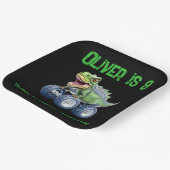 Dinosaur monstervrachtwagen gepersonaliseerde verj papieren bordje (Gebogen)