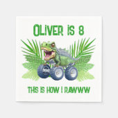 Dinosaur monstervrachtwagen gepersonaliseerde verj servet (Voorkant)