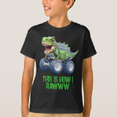 Dinosaur monstervrachtwagen gepersonaliseerde verj t-shirt (Voorkant)