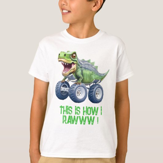 Dinosaur monstervrachtwagen gepersonaliseerde verj t-shirt (Voorkant)