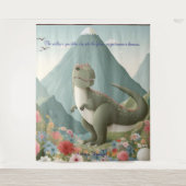 Dinosaur Mountain Flowers gepersonaliseerd wandtap Wandkleed (Voorkant)