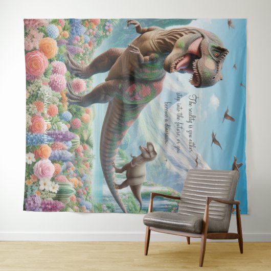 Dinosaur Mountain Flowers gepersonaliseerd wandtap Wandkleed (In Situ (horizontaal))