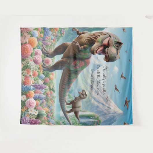 Dinosaur Mountain Flowers gepersonaliseerd wandtap Wandkleed (Voorkant (horizontaal))