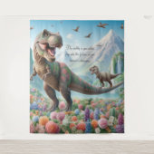Dinosaur Mountain Flowers gepersonaliseerd wandtap Wandkleed (Voorkant)