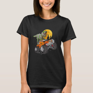 Dinosaur Mummy Riding Monster Truck Pumpkin Hallow T-shirt