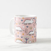 Dinosaur naadloos patroon,  illustratie wi koffiemok (Voorkant links)