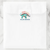 Dinosaur Name "Dit boek behoort tot" School Vierkante Sticker (Tas)