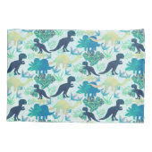 Dinosaur Navy Blue Green Blauwgroen Pillowcase Kussensloop (Achterkant)