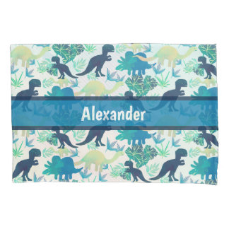 Dinosaur Navy Blue Green Blauwgroen Pillowcase Kussensloop