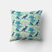 Dinosaur Navy Blue Green Blauwgroen Sierkussen (Achterkant)