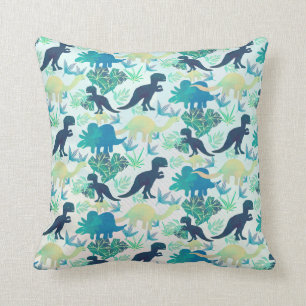 Dinosaur Navy Blue Green Blauwgroen Sierkussen