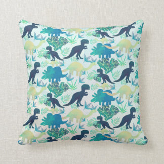 Dinosaur Navy Blue Green Blauwgroen Sierkussen
