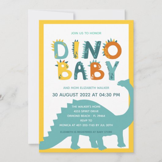 Dinosaur Newborn Baby Boy Shower Kaart (Voorkant)