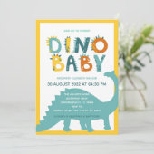 Dinosaur Newborn Baby Boy Shower Kaart (Staand voorkant)