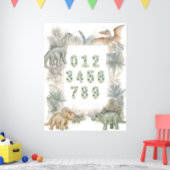 Dinosaur Numbers Nursery Watercolor Poster