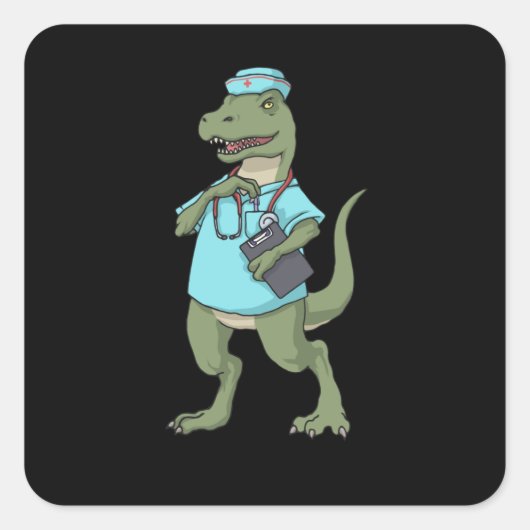 Dinosaur Nurse T-Rex RN Nurse Afstuderen Nurse Vierkante Sticker (Voorkant)