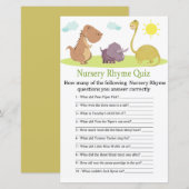 Dinosaur Nursery Rhyme Quiz baby shower game (Voorkant / Achterkant)