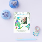 Dinosaur oerwoud 1st Birthday Party Budget blue Flyer (Enkel)