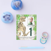 Dinosaur Oerwoud 1st Birthday Party fotobudget Flyer (Enkel)