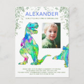 Dinosaur oerwoud 1st Birthday Party fotobudget Uitnodiging Briefkaart (Voorkant)