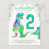 Dinosaur oerwoud 2e jaarbegroting uitnodiging briefkaart (Voorkant)