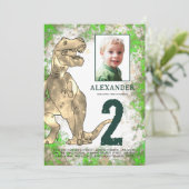 Dinosaur Oerwoud 2e verjaardag Foto Kaart (Staand voorkant)