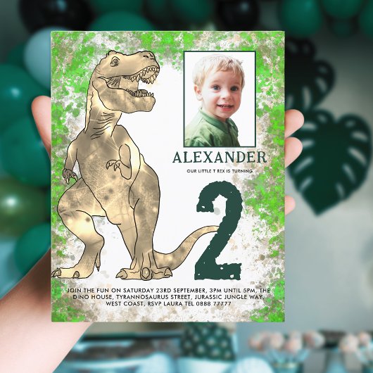 Dinosaur Oerwoud 2e verjaardag Fotobegroting Flyer