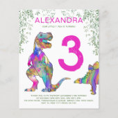 Dinosaur oerwoud 3rd Birthday Party roze budget (Voorkant)