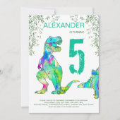 Dinosaur oerwoud 5e verjaardag van de uitnodiging  (Voorkant)
