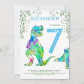 Dinosaur oerwoud Birthday Party blue Kaart (Voorkant)