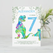 Dinosaur oerwoud Birthday Party blue Kaart (Staand voorkant)