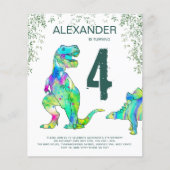 Dinosaur Oerwoud Birthday Party Budget Uitnodiging Flyer (Voorkant)