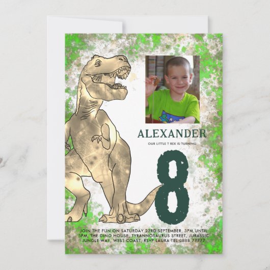 Dinosaur Oerwoud Birthday Party Photo Modern Kaart (Voorkant)