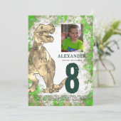Dinosaur Oerwoud Birthday Party Photo Modern Kaart (Staand voorkant)