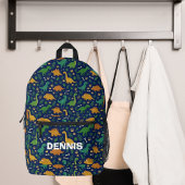 Dinosaur oerwoud blauw bruin groen bedrukte rugzak