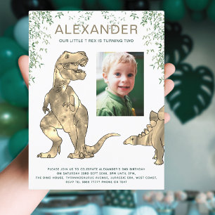 Dinosaur Oerwoud Boys Birthday Party Foto Uitnodiging Briefkaart