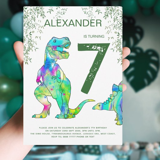Dinosaur oerwoud boys Birthday Party green Kaart