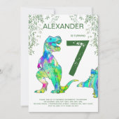 Dinosaur oerwoud boys Birthday Party green Kaart (Voorkant)