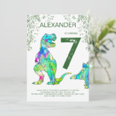 Dinosaur oerwoud boys Birthday Party green Kaart (Staand voorkant)