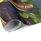 Dinosaur Oerwoud Cool Yellow Happy Birthday Cadeaupapier (Rol Hoek)