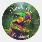 Dinosaur Oerwoud Dank u Ronde Sticker (Voorkant)